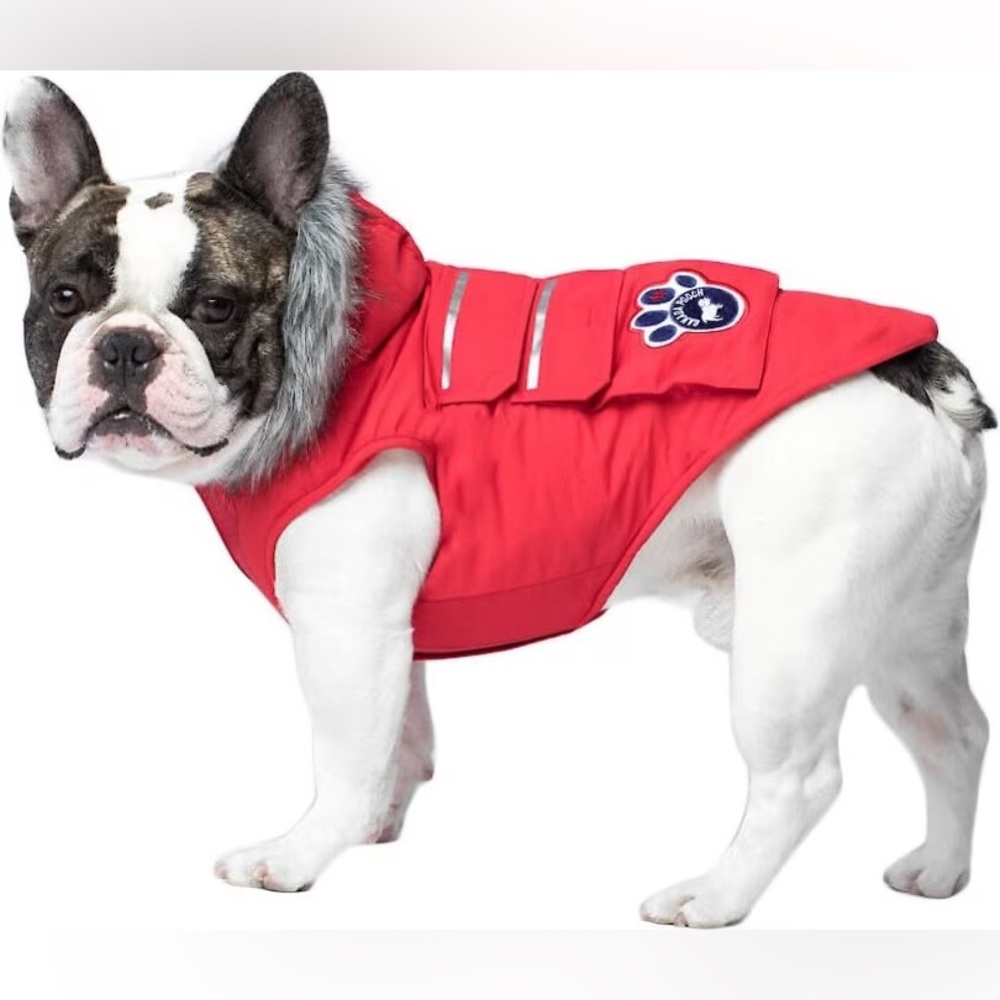 Canada Pooch Everest Explorer Faux Down Insulated Red Hooded Dog Jacket